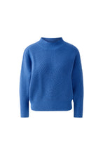 Bright Blue Ribbed Funnel Neck Jumper