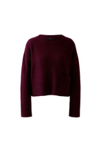 Ribbed Hem Jumper with Front Pocket - Cherry
