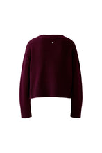 Ribbed Hem Jumper with Front Pocket - Cherry