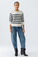 Cream and Navy Striped Knit Jumper