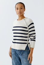 Cream and Navy Striped Knit Jumper