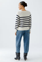 Cream and Navy Striped Knit Jumper