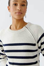 Cream and Navy Striped Knit Jumper