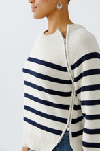 Cream and Navy Striped Knit Jumper