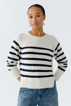 Cream and Navy Striped Knit Jumper
