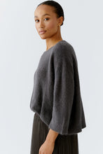Charcoal Fluffy Knit Jumper with Relaxed Fit