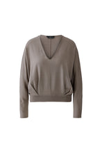 Soft Taupe V-Neck Jumper with Seam Detail