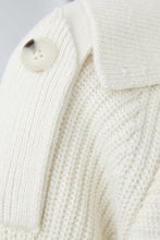 Ivory Knit Double-Breasted Cardigan