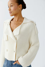 Ivory Knit Double-Breasted Cardigan