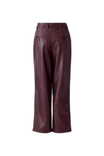 Wide Leg Faux Leather Trousers in Burgundy