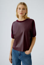 Two-Tone Short Sleeve Top with Subtle Logo Detail