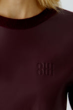 Two-Tone Short Sleeve Top with Subtle Logo Detail