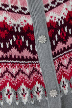 Nordic Pattern Knit Jumper in Soft Grey & Pink Tones