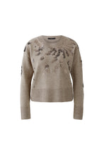 Sequin Embellished Knit Jumper in Soft Taupe