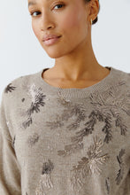 Sequin Embellished Knit Jumper in Soft Taupe