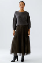 Shimmer Pleated Tulle Midi Skirt