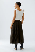 Shimmer Pleated Tulle Midi Skirt
