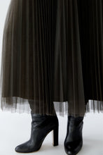 Shimmer Pleated Tulle Midi Skirt