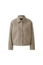 Wool Blend Shirt Jacket in Sand
