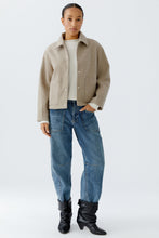 Wool Blend Shirt Jacket in Sand