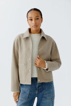 Wool Blend Shirt Jacket in Sand