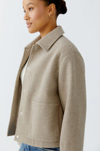 Wool Blend Shirt Jacket in Sand