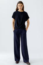 Navy Shimmer Top with Front Twist