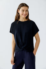 Navy Shimmer Top with Front Twist
