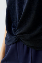 Navy Shimmer Top with Front Twist