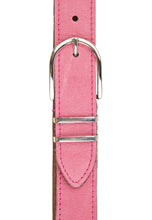 Narrow Leather Belt with Metal Loops - Pink