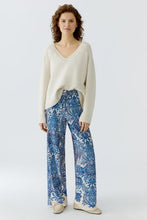 Blue Paisley Wide-Leg Trousers