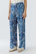 Blue Paisley Wide-Leg Trousers