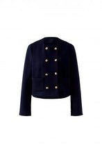 Navy Double-Breasted Knit Jacket