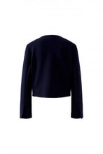Navy Double-Breasted Knit Jacket