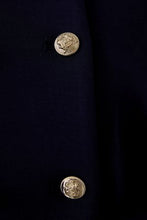 Navy Double-Breasted Knit Jacket