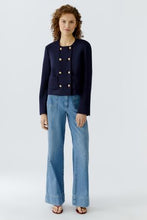 Navy Double-Breasted Knit Jacket