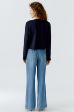 Navy Double-Breasted Knit Jacket