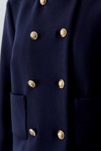Navy Double-Breasted Knit Jacket