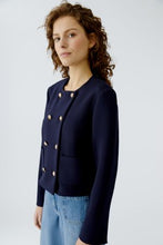Navy Double-Breasted Knit Jacket