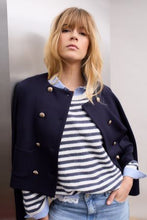 Navy Double-Breasted Knit Jacket