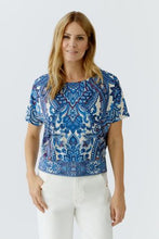 Blue Paisley Print Knit Top