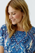 Blue Paisley Print Knit Top