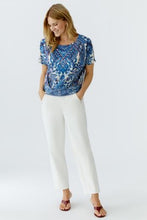 Blue Paisley Print Knit Top