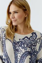 Blue Paisley Print Knit Top