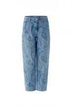 Blue Paisley Print Straight-Leg Jeans