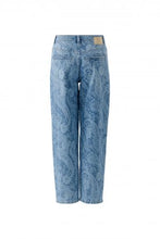 Blue Paisley Print Straight-Leg Jeans