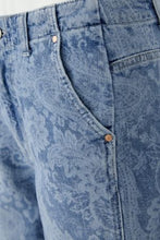 Blue Paisley Print Straight-Leg Jeans