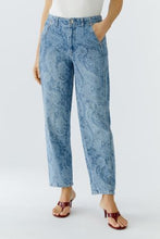Blue Paisley Print Straight-Leg Jeans