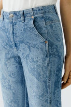 Blue Paisley Print Straight-Leg Jeans