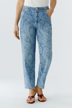 Blue Paisley Print Straight-Leg Jeans